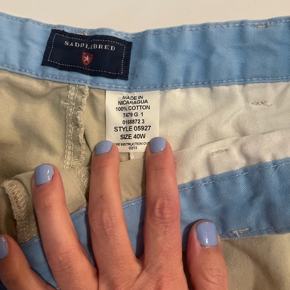 Saddlebred Khaki Pleated Shorts - Picture 3 of 5